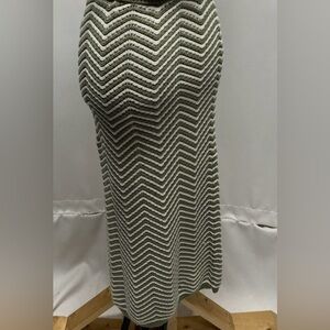 36 Chevron Patterned Maxi Skirt in Olive and Cream